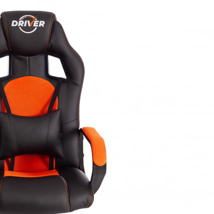 Кресло DRIVER (22) кож/зам/ткань, черный/оранжевый, 36-6/TW-07_5