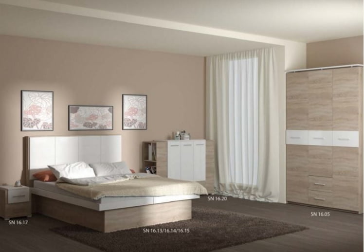 Спальня №1 Импульс SN16 Дуб сонома/белый глянец_0