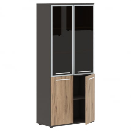 Шкаф комбинированный  с дверьми в металлической раме EDIS EHCS 85.7 Дуб Денвер светлый Белый Мокко_1