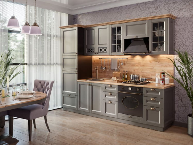 Шкаф для посуды 600 с 4 дверями Амели-3 ЛД 299.470.000.054 Черный Оникс серый_8