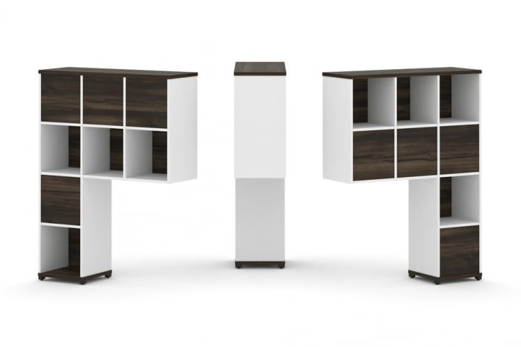 Надставка на стол высокая двухсторонняя + задняя стенка (8 шт.) CONCEPT CN.DNV-005 Дуб Мали Белый бриллиант Черный металл_0