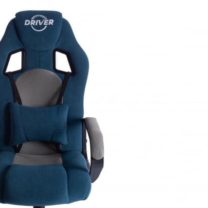 Кресло DRIVER (22) флок/ткань, синий/серый, 32/TW-12_5
