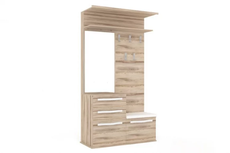 Вешалка комбинированная с зеркалом Марта ЛД 124.110.000 Белый Дезира Эш_0