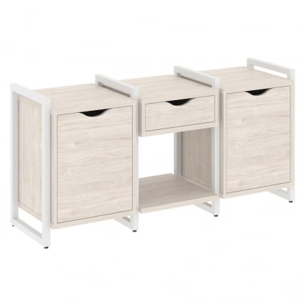 Тумба на регулируемых опорах наборная. Вариант №7 LOFT VR.L-TN-7.O Металл белый Денвер светлый_0