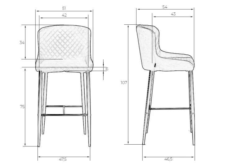 Стул барный DOBRIN CHRISTIAN 75 Черный велюр V108-77_13