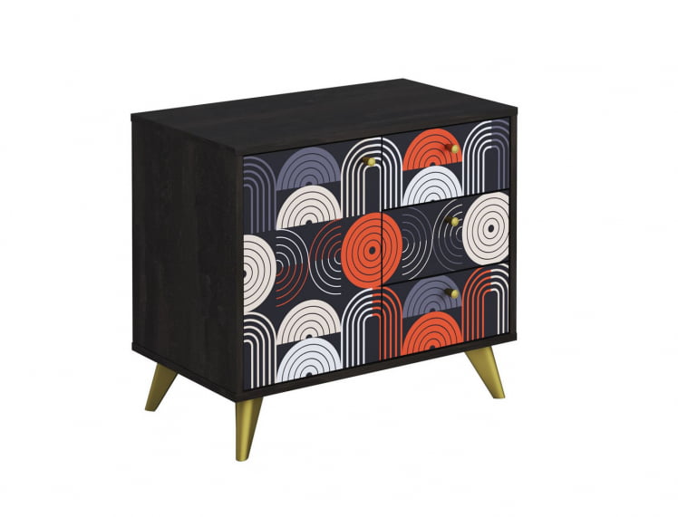 Комод Фьюжн КМ-002 АРТ Угольный камень/VINIL_0