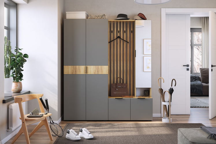 Прихожая Бери К3 Дуб крафт золотой/графит_0