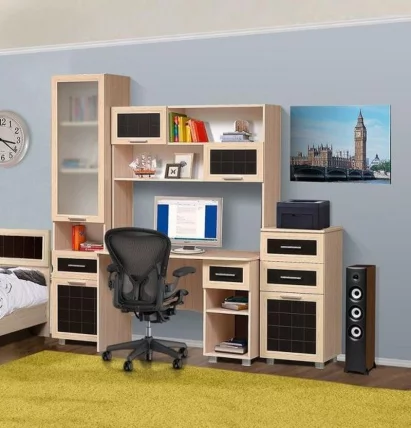 Кровать Уголок школьника (одинарная) Дуб беленый Туя светлая_1