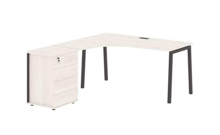 Стол эргономичный с тумбой (левый) EDIS ELCET 1518 L Ясень Траун Мокко_0