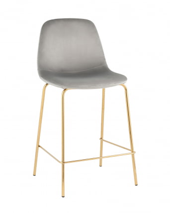 Стул полубарный Валенсия SN велюр Серый золотые ножки_0