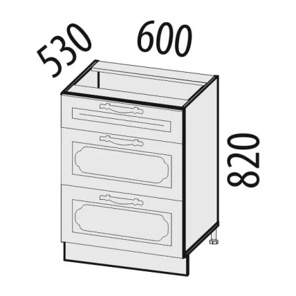 Стол с 3 ящиками (с системой плавного закрывания) Милана 23.91 Сосна Астрид/Ваниль_1