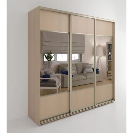 Шкаф-купе 3-х дверный Акцент-Дуэт Д 2400х600 Дуб молочный_0