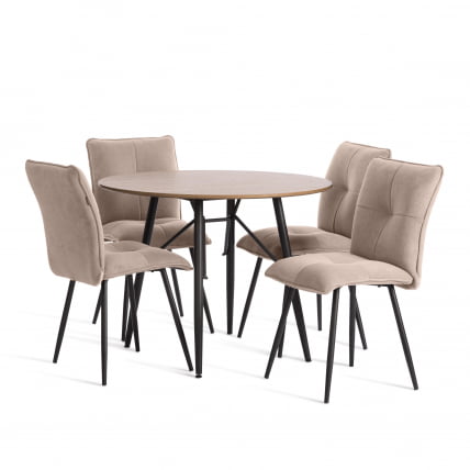 Стул обеденный Sweet флок , 46х55х88, бежевый/черный, 7_9