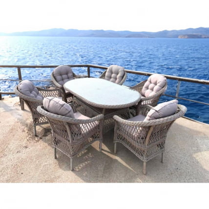 Комплект плетеной мебели T217/LV-217 Beige (6+1) с подушками в комплекте_0