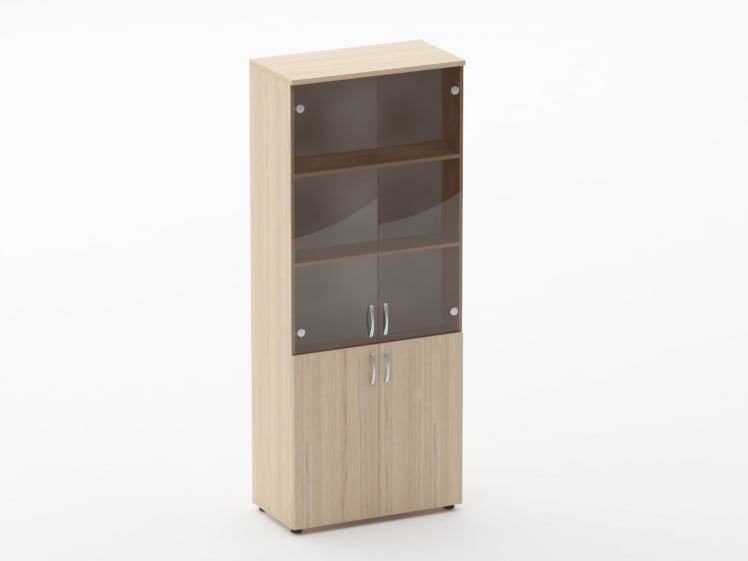 Шкаф высокий со стеклом Glassy 6.19.151 Дуб молочный_0