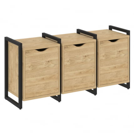 Тумба на регулируемых опорах наборная. Вариант №5 LOFT VR.L-TN-5.O Металл черный Тиквуд светлый_0