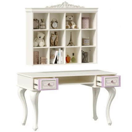 Стол письменный с полкой навесной Маркиза 03 Алебастр_3