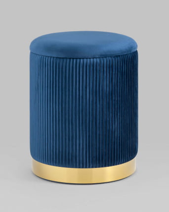 Пуф Шарлотта с ящиком велюр Синий_1