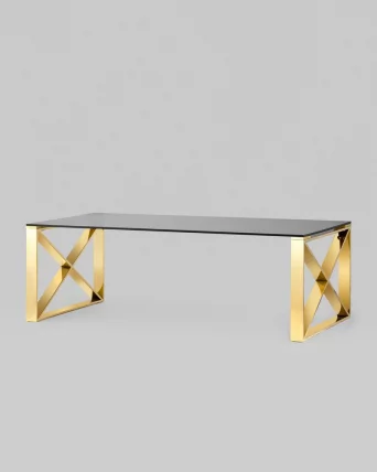 Журнальный стол КРОСС 120x60 Золото (стекло smoke)_2