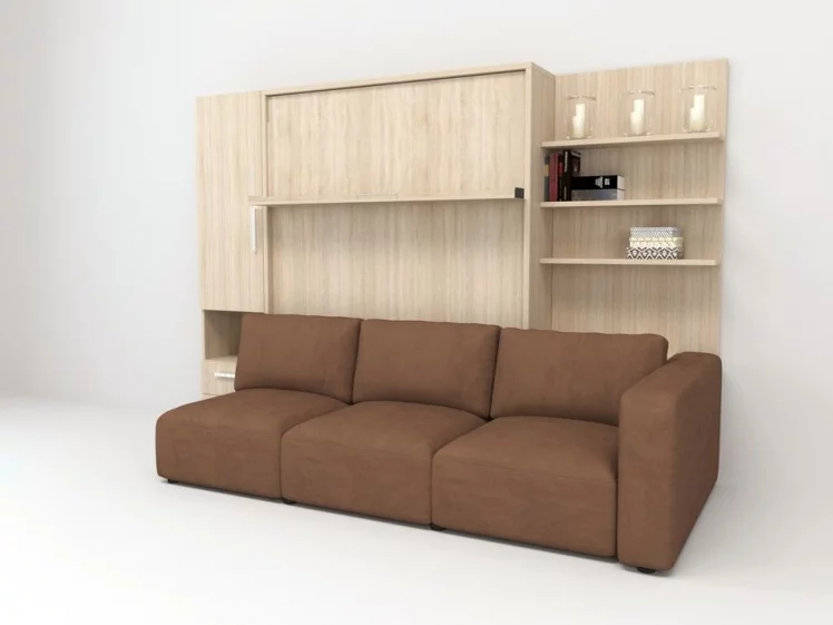 Шкаф-диван-кровать Смарт 1 правый 3-в-1 1600 Белая шагрень_0