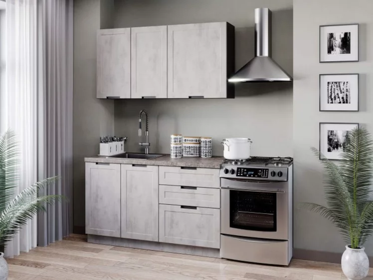 Тумба кухонная 600 Джамис ЛД 296.050.000.047 Черный Белый камень_2