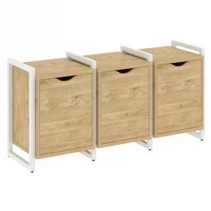 Тумба на регулируемых опорах наборная. Вариант №5 LOFT VR.L-TN-5.O Металл белый Тиквуд светлый_0