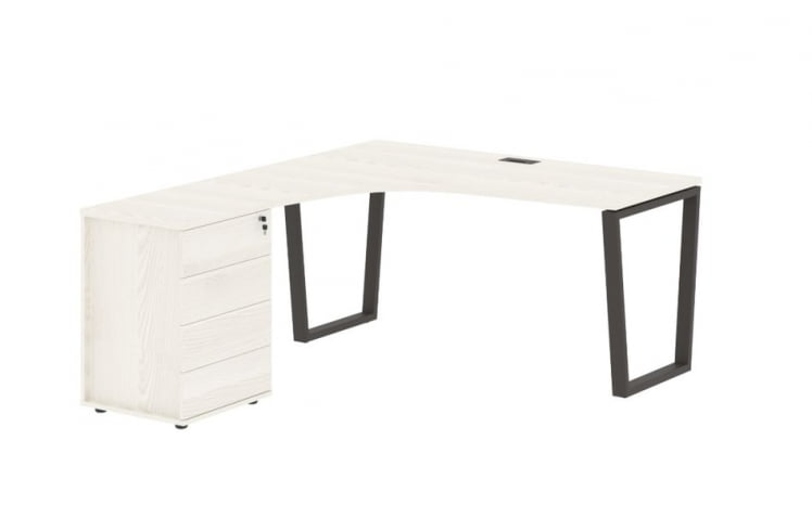 Стол эргономичный с тумбой левый EDIS EVCET 1518 L Ясень Траун Мокко_0