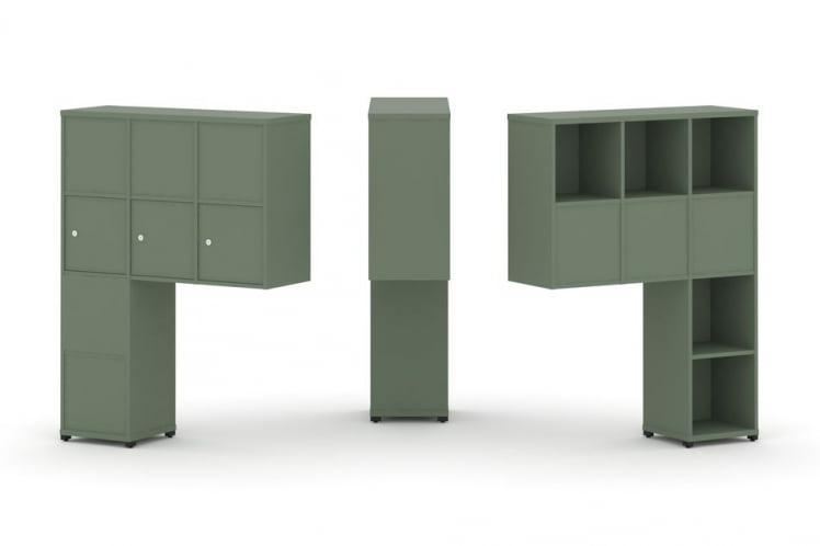 Надставка на стол высокая двухсторонняя + задняя стенка (8 шт.) + распашной фасад (3 шт.) CONCEPT CN.DNV-010 Кобо Черный металл_0