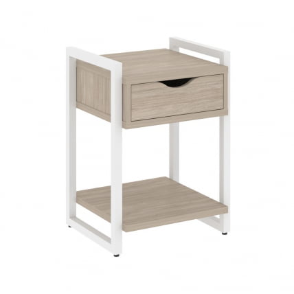 Тумба на регулируемых опорах с ящиком и полкой LOFT VR.L-T1.O Металл белый Дуб Аттик_0