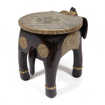 Столик Secret De Maison GOLDEN SLON ( mod. ND-006) дерево манго/латунная чеканка, 40х30х31 см, этническая роспись_3