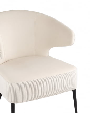 Кресло лаунж Royal Stripes велюр Молочный_1