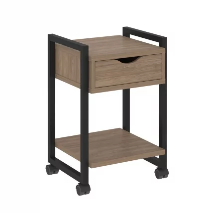 Тумба на колесных опорах с ящиком и полкой LOFT VR.L-T1.K Металл черный Дуб Аризона_0
