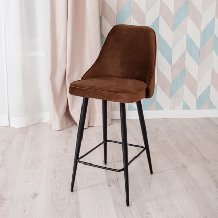Стул барный KISH (mod. 714) ткань/металл, 50х57х110 см, высота до сиденья 78 см, коричневый barkhat 11/черный_10