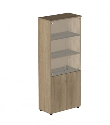 Шкаф для документов со стеклом Р.Ш-2СБ Ясень темный_0