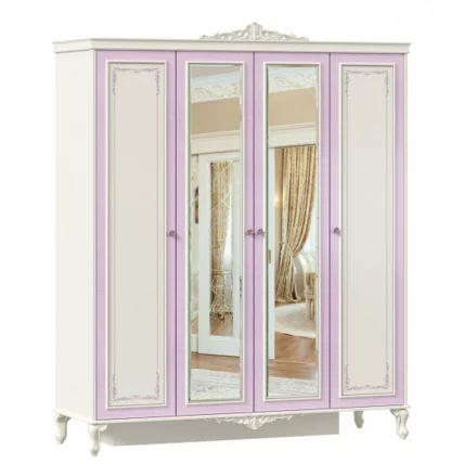 Шкаф четырехстворчатый с 2 зеркалами Маркиза ЛД 517.114.000 Алебастр_0