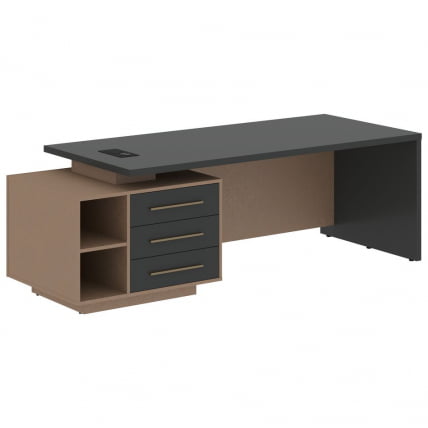 Стол руководителя левый VELION VCT 2390 L Яшма черный Кобра_0