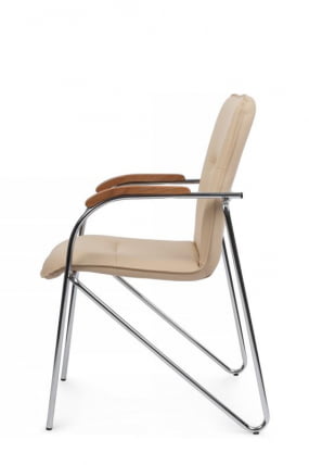 Стул Самба с деревянными подлокотниками СМБ-02Х Хром гальв. Бежевый / SMB-02H_5