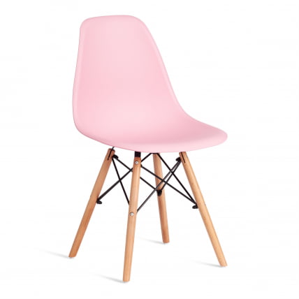 Стул CINDY (EAMES) (mod. 1801) дерево бук/металл/сиденье пластик, 45x51x82 см, Light pink (светло-розовый)_0
