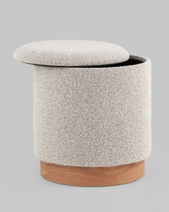 Пуф с ящиком Холли S букле бежевый_3