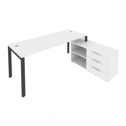 Рабочая станция на П-образном м/к с опорной тумбой правая Metal System Б.РС-СТС-2.5 Пр Белый/Антрацит_0