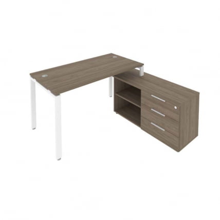 Рабочая станция на П-образном м/к с опорной тумбой правая Metal System Б.РС-СТС-2.3 Пр Вяз/Белый_0