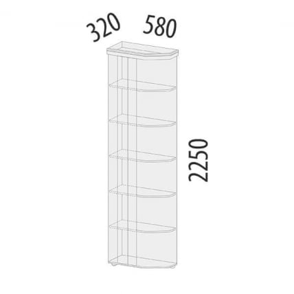 Стеллаж угловой (лев/прав) Тиффани 93.17.1_1