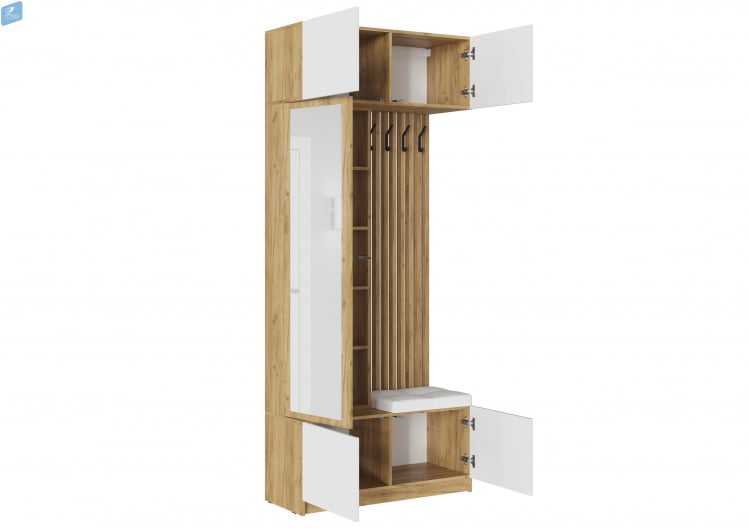 Прихожая БОСТОН дуб крафт золотой/Белый глянец_1