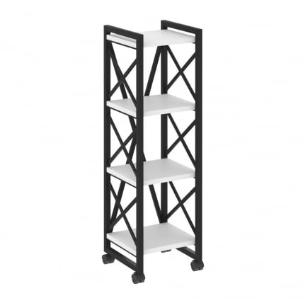 Стеллаж на колесных опорах - 4 полки LOFT  VR.L-MST.K-4.4 Металл черный Белый Бриллиант_0