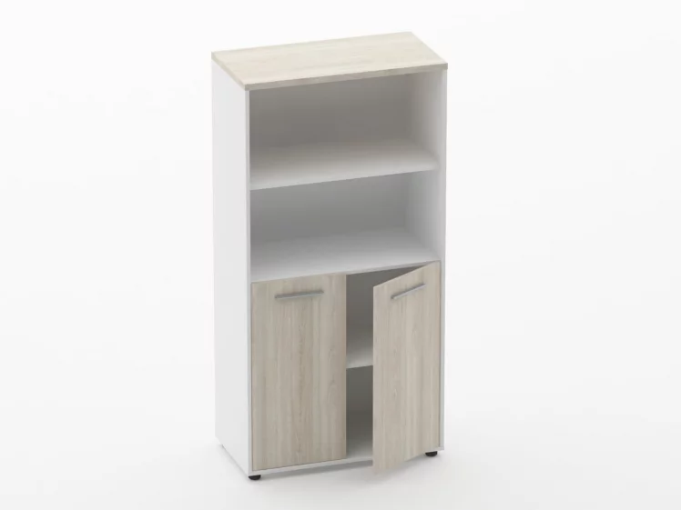 Шкаф 3 широкий 2 полки открытые, 2 полки закрытые Deka 10.16.111 Дуб Сантана светлый/Белый_1