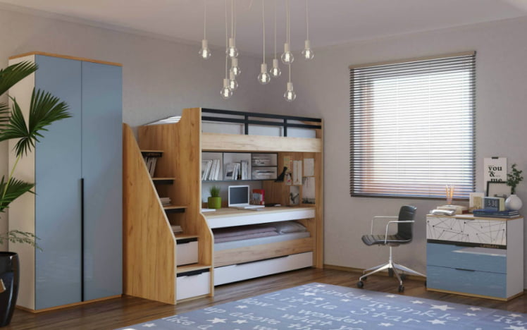 Кровать выкатная для кровати-чердака Урбан ЛД 528.220.000 Дуб Золотой/Белый_1