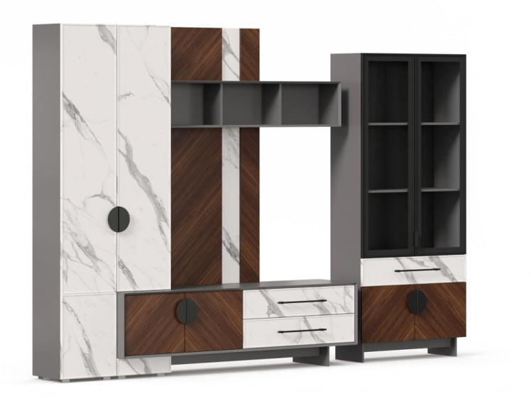 Набор мебели для гостиной Вилена №3 Оникс Серый/Орех/Монте белый_0