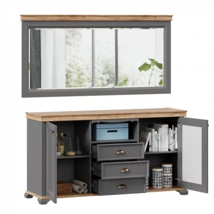 Комод с зеркалом Амели Оникс серый_3