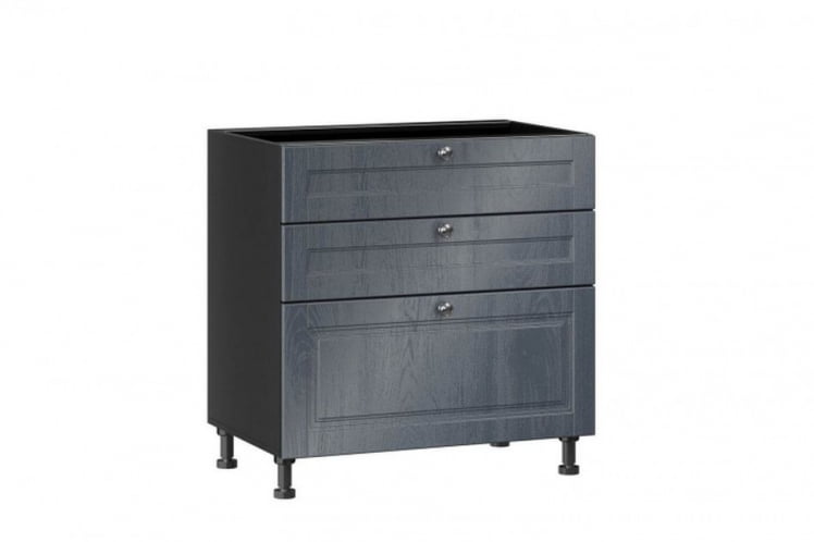 Тумба кухонная 800 с 3 ящиками (4) Мокка ЛД 274.160.000.134 Черная Дуб фактурный антрацит_0