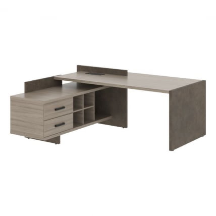 Стол руководителя правый WOOD&STONE СФ-531212 Дрифтвуд Бетон Чикаго темный_1